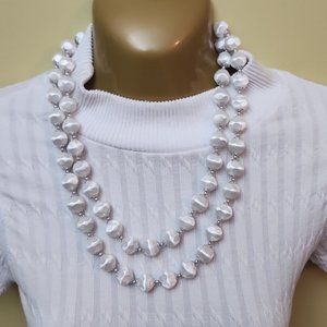 Pearly white beaded necklace